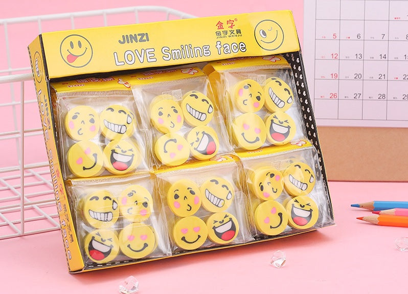 Eraser - Smiley Face (Pack of 4)