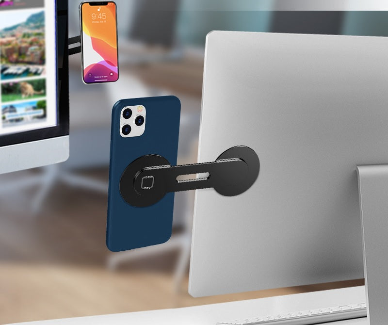 Magnetic Bracket for Mobiles used on Laptops and Screens